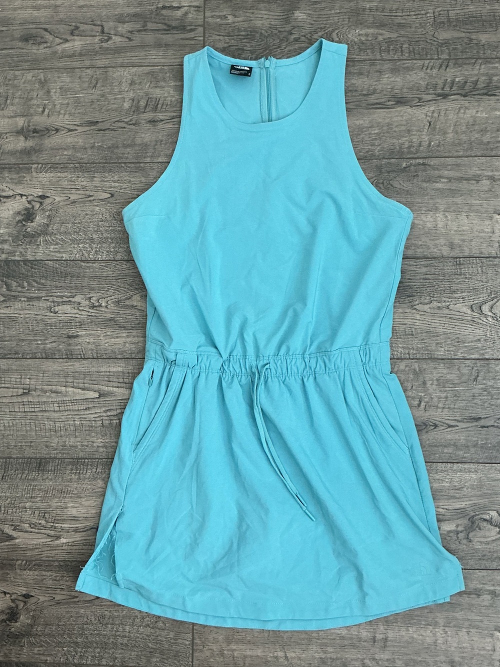The North Face Light Blue Active Workout Dress Ruched With Shorts